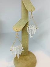 Load image into Gallery viewer, Clear Quartz Dangle Earrings: 14k Gold Filled Chain Chandelier Earrings