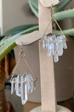 Load image into Gallery viewer, Clear Quartz Dangle Earrings: 14k Gold Filled Chain Chandelier Earrings