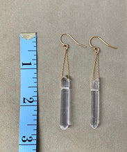 Load image into Gallery viewer, Clear Quartz Crystal Point Earrings: 14k Gold Filled Dangle Earrings