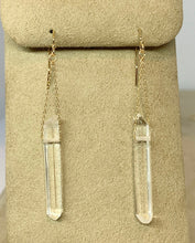 Load image into Gallery viewer, Clear Quartz Crystal Point Earrings: 14k Gold Filled Dangle Earrings