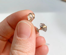Load image into Gallery viewer, Raw Green Tourmaline Stud Earrings: 14k Gold Filled Birthstone Jewelry