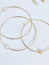 Load image into Gallery viewer, Floating Pearl Bangle Set: 14k Gold Filled Textured Bracelets