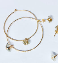 Load image into Gallery viewer, Handmade Herkimer Diamond Hoop Earrings: 14k Gold Filled Dangle Hoops
