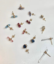 Load image into Gallery viewer, Herkimer Diamond Stud Earrings: Raw Gemstone, 14k Gold Filled