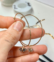 Load image into Gallery viewer, Handmade Herkimer Diamond Hoop Earrings: 14k Gold Filled Dangle Hoops