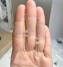 Load image into Gallery viewer, Clear Quartz Crystal Point Earrings: 14k Gold Filled Dangle Earrings