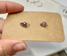 Load image into Gallery viewer, Raw Green Tourmaline Stud Earrings: 14k Gold Filled Birthstone Jewelry