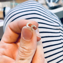 Load image into Gallery viewer, 14kt Gold Filled Crescent Moon Stud Earrings: Textured Minimalist Jewelry