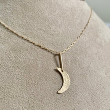 Load image into Gallery viewer, 14kt Gold Filled Crescent Moon Necklace: Hammered Celestial Pendant