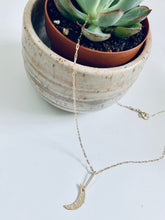 Load image into Gallery viewer, 14kt Gold Filled Crescent Moon Necklace: Hammered Celestial Pendant