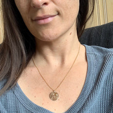 Load image into Gallery viewer, Hand Stamped Wildflower Necklace: 14k Gold Filled London Blue Topaz Pendant