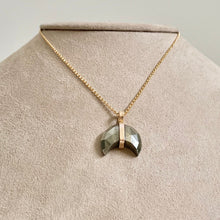 Load image into Gallery viewer, Crescent Moon Pyrite Necklace: 14k Gold Filled Layering Jewelry