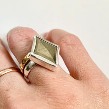 Load image into Gallery viewer, Handmade Pyrite Statement Ring: Sterling Silver Solitaire