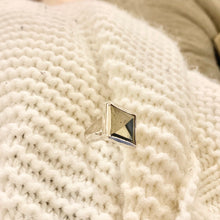 Load image into Gallery viewer, Handmade Pyrite Statement Ring: Sterling Silver Solitaire