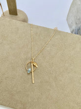 Load image into Gallery viewer, Handmade 14k Gold Filled Aquamarine Necklace: 'Just Breathe' Charm