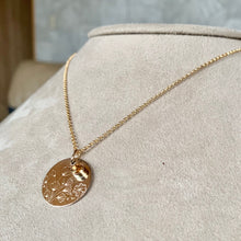 Load image into Gallery viewer, Hand Stamped Wildflower Necklace: 14k Gold Filled London Blue Topaz Pendant