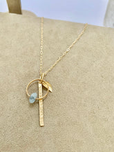 Load image into Gallery viewer, Handmade 14k Gold Filled Aquamarine Necklace: 'Just Breathe' Charm