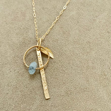 Load image into Gallery viewer, Handmade 14k Gold Filled Aquamarine Necklace: 'Just Breathe' Charm