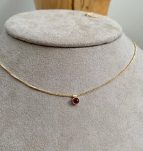 Load image into Gallery viewer, Solitaire Garnet Necklace: 14k Gold Filled Gemstone Choker