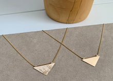 Load image into Gallery viewer, Stamped Wildflower 14k Gold Filled Triangle Necklace
