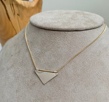 Load image into Gallery viewer, Stamped Wildflower 14k Gold Filled Triangle Necklace