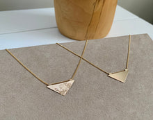 Load image into Gallery viewer, Stamped Wildflower 14k Gold Filled Triangle Necklace