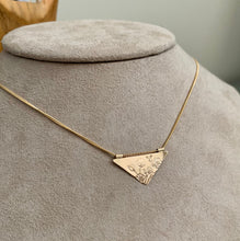 Load image into Gallery viewer, Stamped Wildflower 14k Gold Filled Triangle Necklace