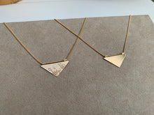 Load image into Gallery viewer, Stamped Wildflower 14k Gold Filled Triangle Necklace