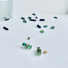 Load image into Gallery viewer, Raw Green Tourmaline Stud Earrings: 14k Gold Filled Birthstone Jewelry