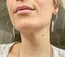 Load image into Gallery viewer, Raw Quartz Crystal Hoop Earrings: 14k Gold Filled Boho Jewelry