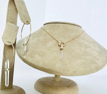 Load image into Gallery viewer, Raw Quartz Crystal Hoop Earrings: 14k Gold Filled Boho Jewelry