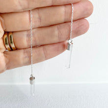 Load image into Gallery viewer, Raw Clear Quartz Sterling Silver Threader Earrings: Crystal Spike Dangle