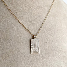 Load image into Gallery viewer, Hand Stamped Sunrise Necklace: 14k Gold Filled Sun Ray Pendant