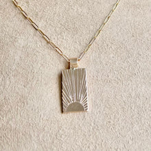 Load image into Gallery viewer, Hand Stamped Sunrise Necklace: 14k Gold Filled Sun Ray Pendant