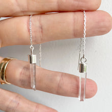 Load image into Gallery viewer, Raw Clear Quartz Sterling Silver Threader Earrings: Crystal Spike Dangle
