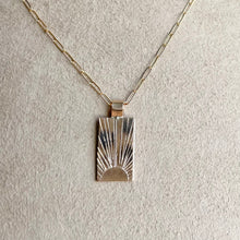 Load image into Gallery viewer, Hand Stamped Sunrise Necklace: 14k Gold Filled Sun Ray Pendant