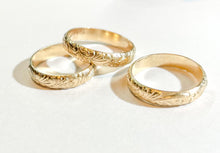 Load image into Gallery viewer, 14k Gold Filled Floral Ring: Thick Textured Stacking Band