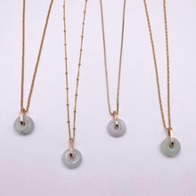 Load image into Gallery viewer, Burma Jade, donut necklace , jade pendant, minimalist jewelry, Lucky stone, lucky loop pendant, gold necklace, Myanmar Jade donut