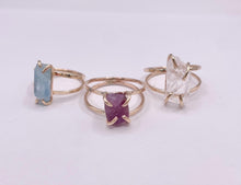 Load image into Gallery viewer, Raw Gemstone Stacking Ring: 14k Gold Filled, Ruby, Aquamarine