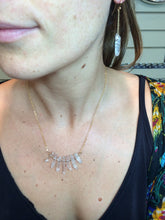 Load image into Gallery viewer, Bohemian Quartz Point Bib Necklace: 14k Gold Filled Crystal Fringe