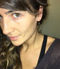 Load image into Gallery viewer, 14k Gold Filled Hammered Hoop Earrings: Smokey Quartz Gemstone Drop