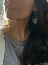 Load image into Gallery viewer, Clear Quartz Dangle Earrings: 14k Gold Filled Chain Chandelier Earrings
