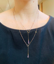 Load image into Gallery viewer, Clear Quartz Y Necklace: Gold Filled Lariat Gemstone Chain
