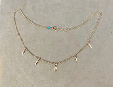 Load image into Gallery viewer, Dainty 14k Gold Filled Leaflet Drop Choker: Turquoise Accent
