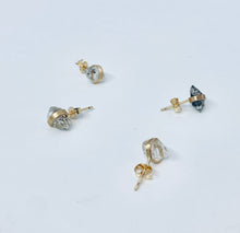 Load image into Gallery viewer, Herkimer Diamond Stud Earrings: Raw Gemstone, 14k Gold Filled
