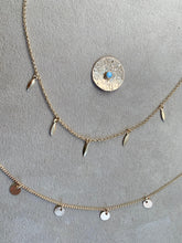 Load image into Gallery viewer, Dainty 14k Gold Filled Leaflet Drop Choker: Turquoise Accent
