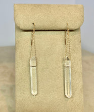 Load image into Gallery viewer, Clear Quartz Crystal Point Earrings: 14k Gold Filled Dangle Earrings
