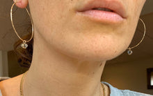 Load image into Gallery viewer, Handmade Herkimer Diamond Hoop Earrings: 14k Gold Filled Dangle Hoops

