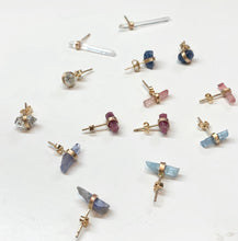 Load image into Gallery viewer, Raw Green Tourmaline Stud Earrings: 14k Gold Filled Birthstone Jewelry
