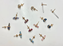 Load image into Gallery viewer, Raw Green Tourmaline Stud Earrings: 14k Gold Filled Birthstone Jewelry
